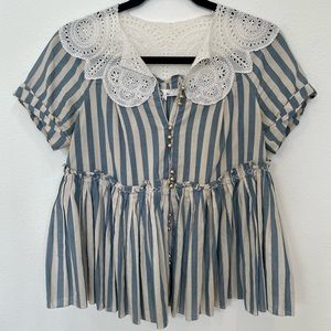 Phillip Lim 3.1 striped shirt with lace collar